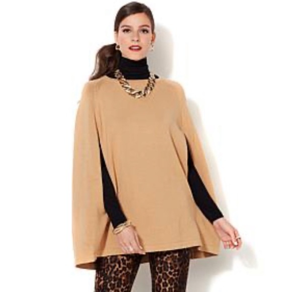 NWT IMAN Tan Sweater Knit Poncho - Picture 1 of 6